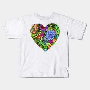 Christmas Succulent Pattern Heart Kids T-Shirt